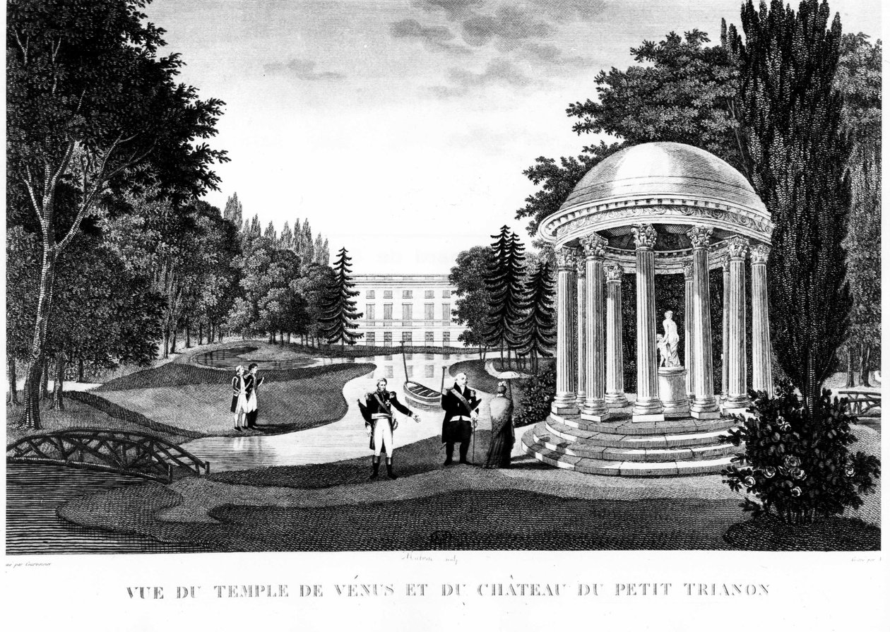 Ansicht des Tempels der Venus und des Schlosses des Peer Trianon in Versailles von Henri Courvoisier Voisin