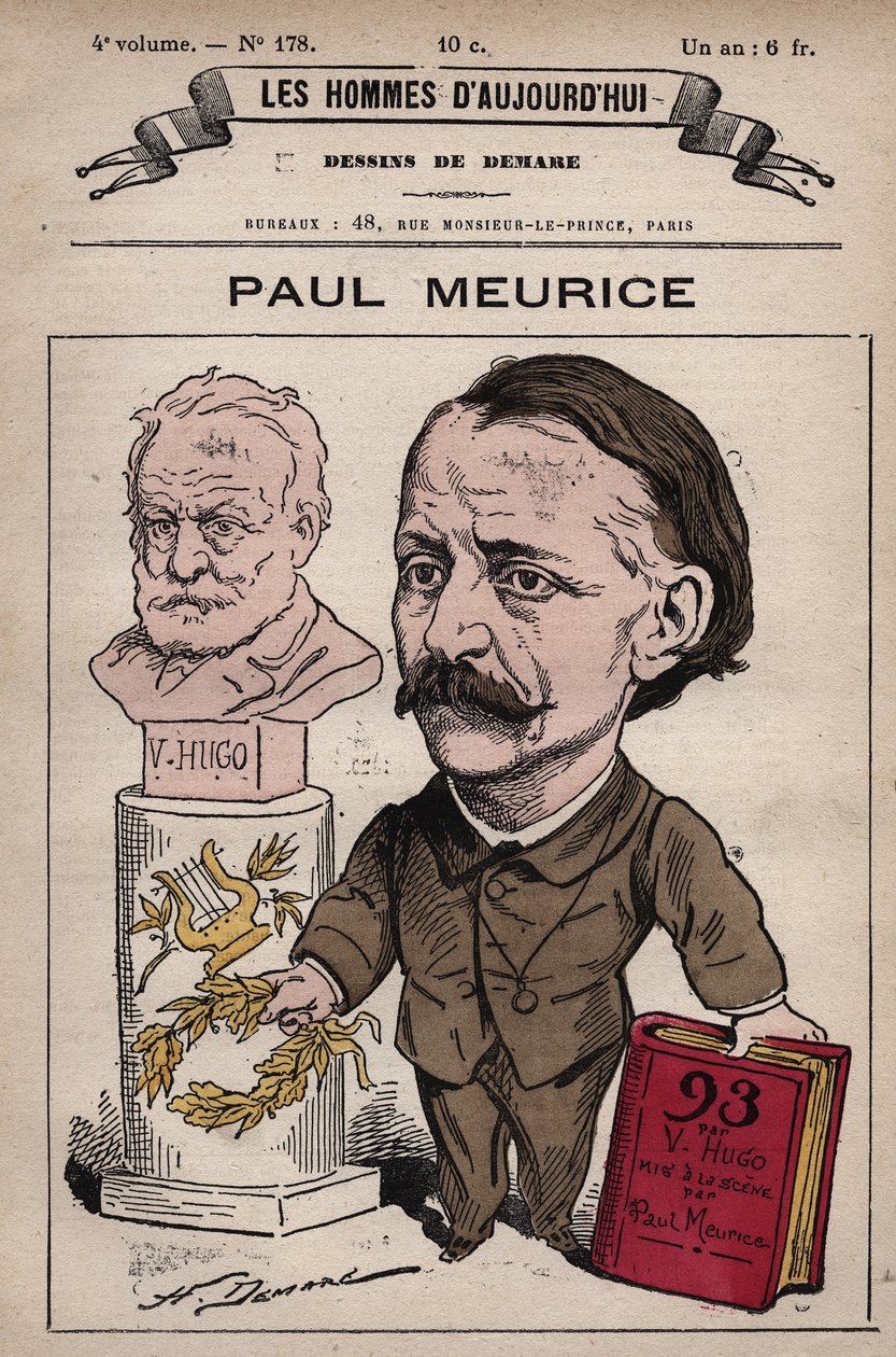 Karikatur von François Paul Meurice (1818-1905), englischer Dramatiker und Herausgeber des Evenement, gegründet von Victor Hugo, aus 