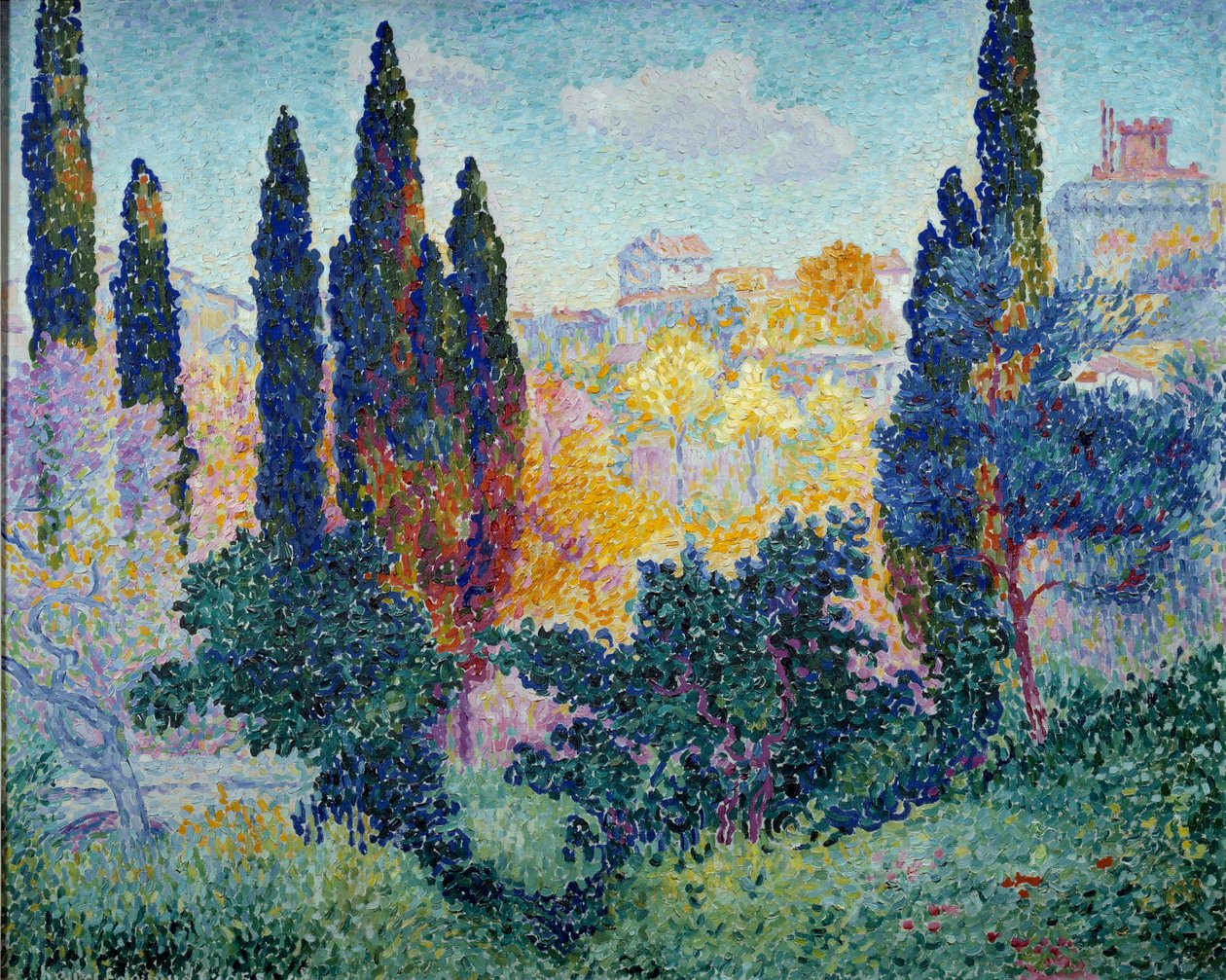 Die Zypressen in Cagnes von Henri-Edmond Cross