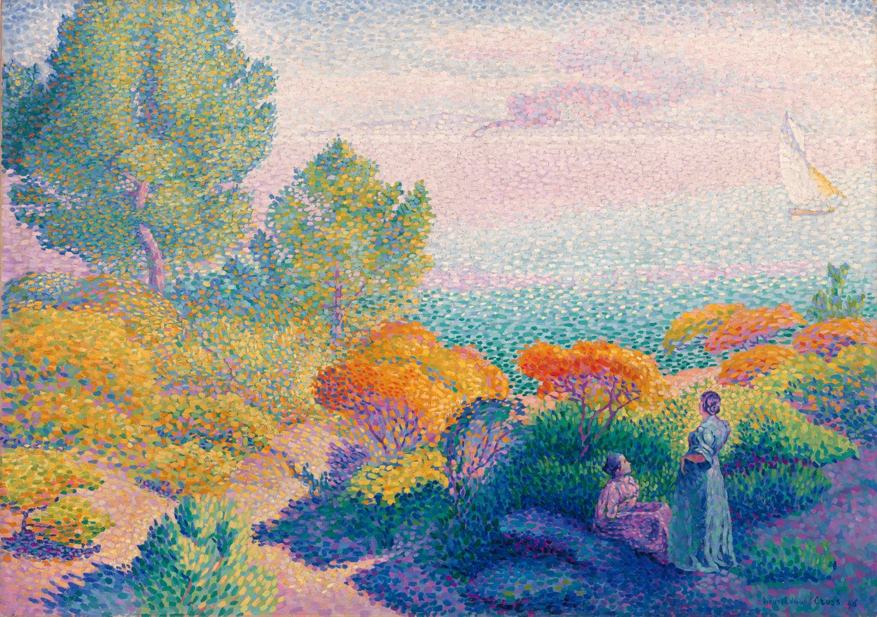 Zwei Frauen am Ufer, Mittelmeer von Henri Edmond Cross