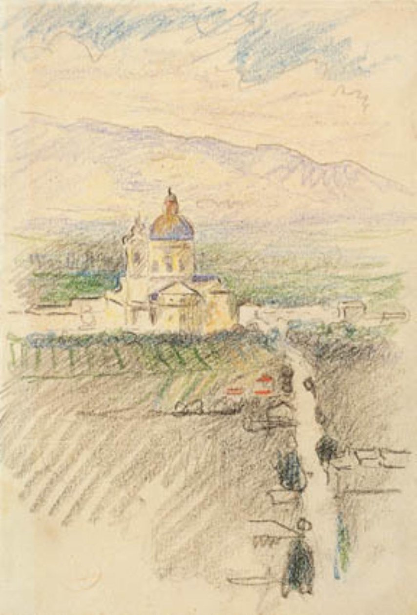 Blick auf Santa Maria degli Angeli bei Assisi von Henri Edmond Cross