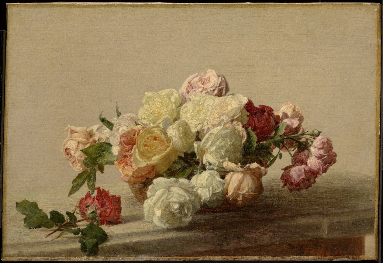 Rosenschale auf einem Marmortisch von Henri Fantin-Latour