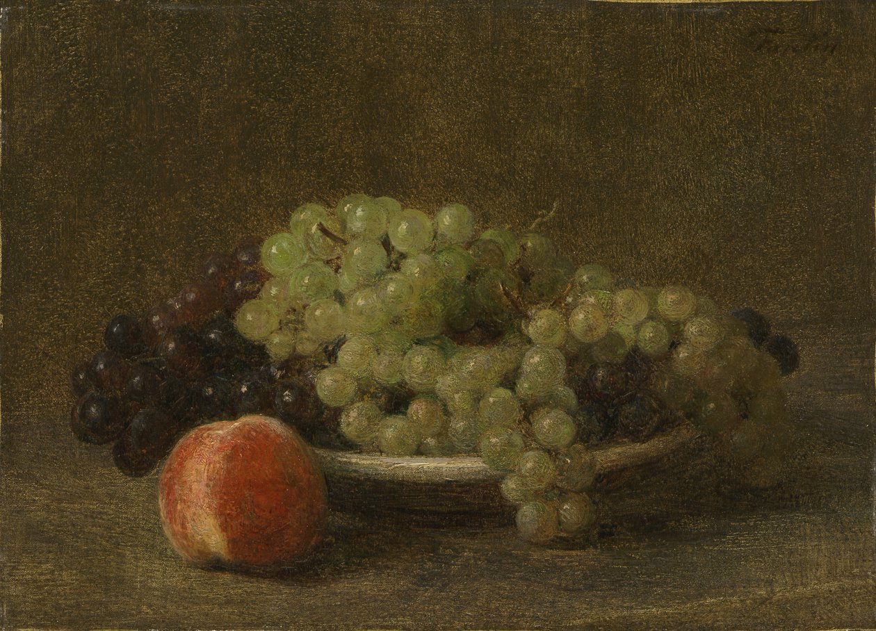 Stillleben mit Trauben und einem Pfirsich von Henri Fantin-Latour