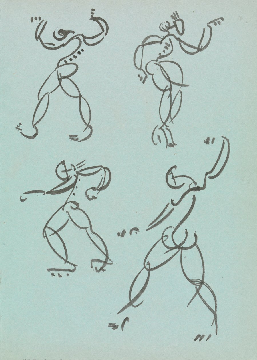 Vier Studien von tanzenden Figuren von Henri Gaudier Brzeska
