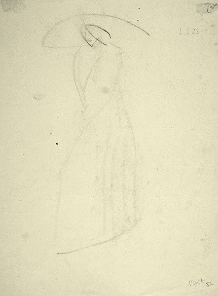 Stehende Frau mit großem Hut von Henri Gaudier Brzeska
