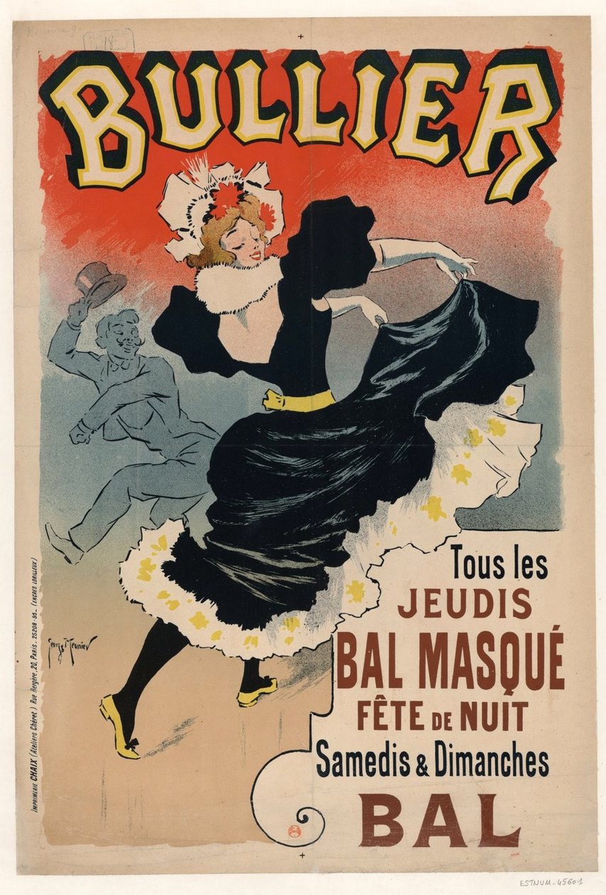 Bullier, Jeden Donnerstag Maskenball, Nachtfest, 1896 von Henri Georges Meunier