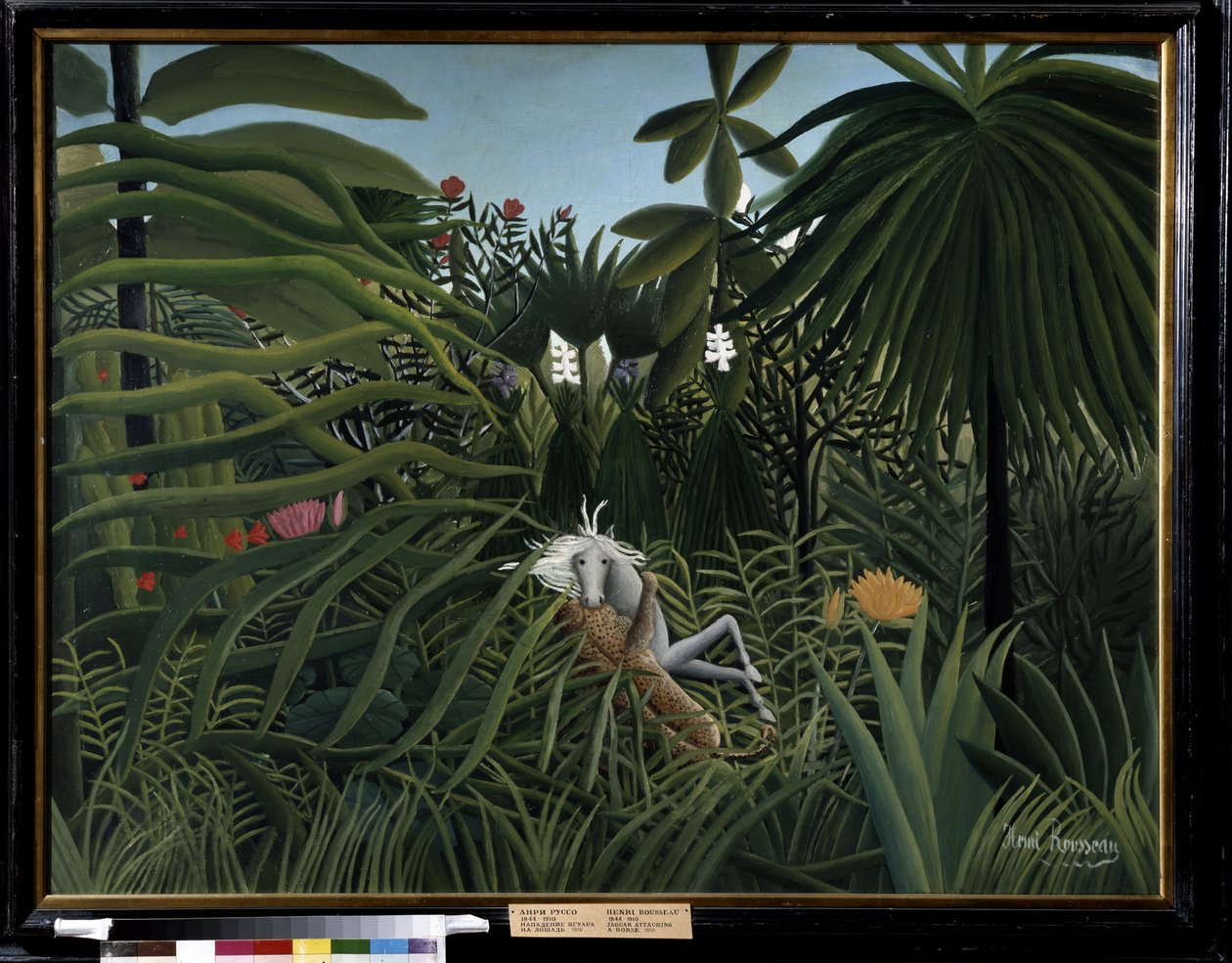 Pferd von einem Jaguar angegriffen von Henri J.F. Rousseau