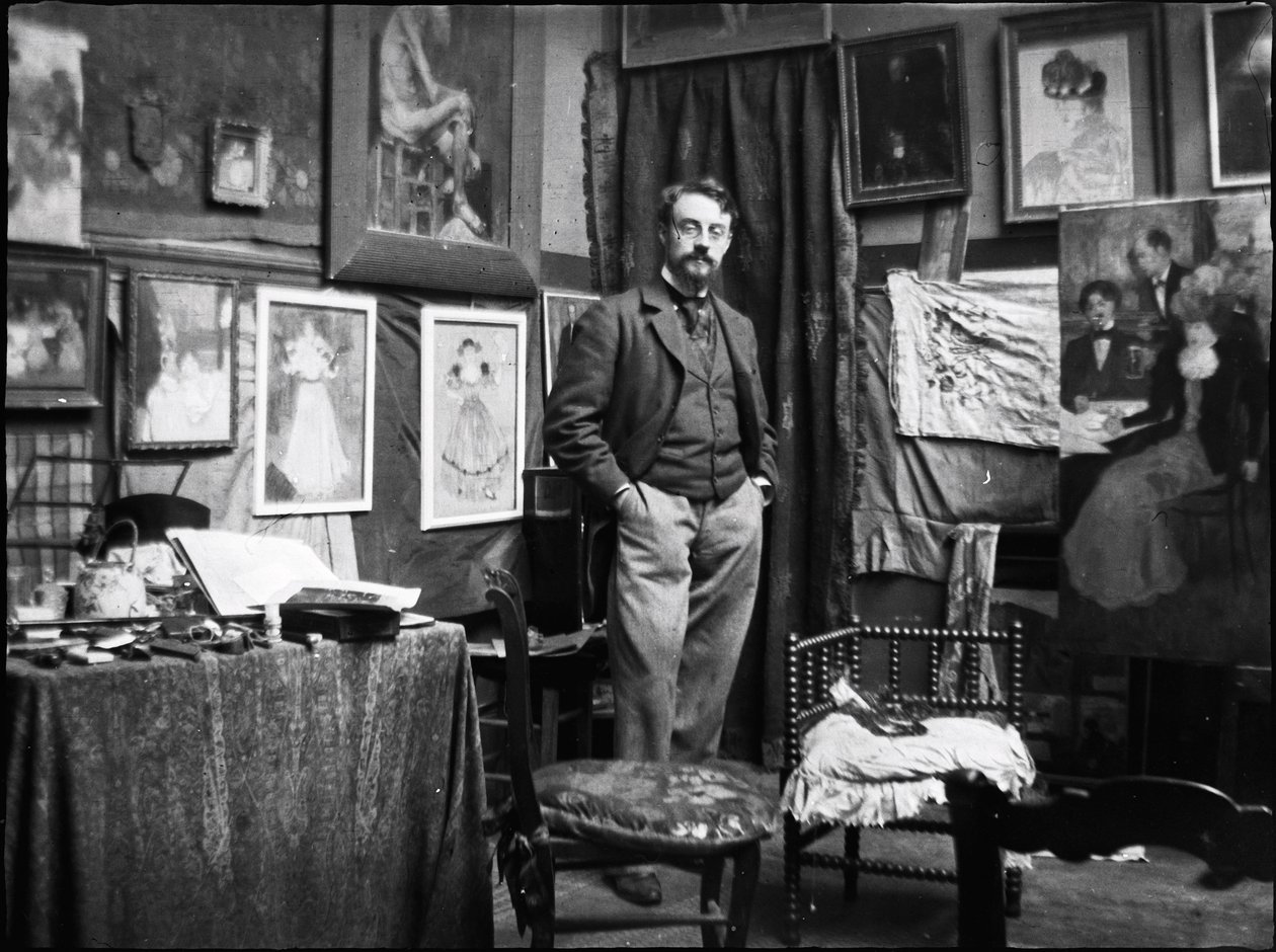 Henri Matisse im Atelier von Henri Evenepoel, 1897 von Henri Jacques Edouard Evenepoel