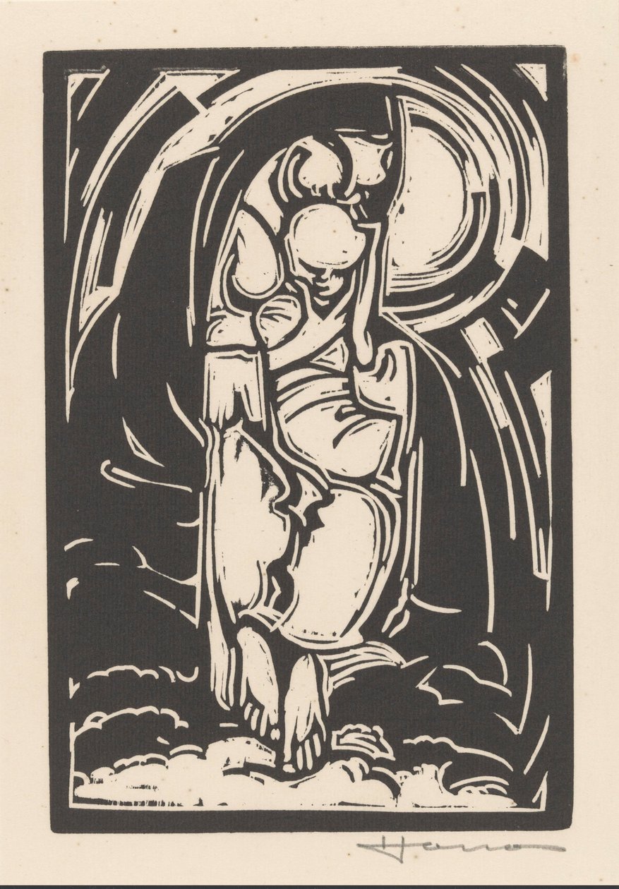 Figur, die ihr Kinn hält von Henri Jonas (signed by artist)