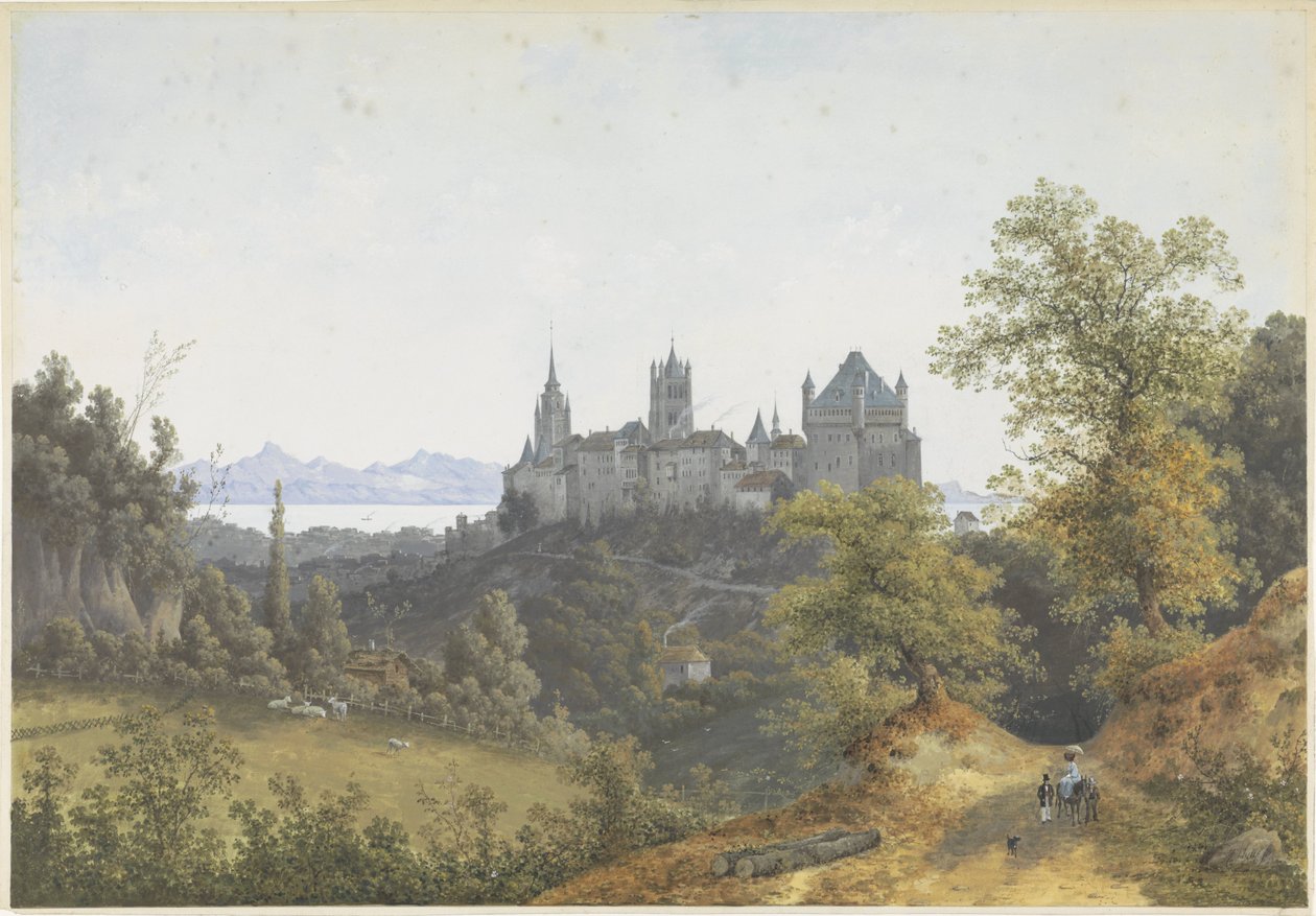 Ansicht von Lausanne, mit Blick auf die Burg und die Kathedrale von Henri Knip