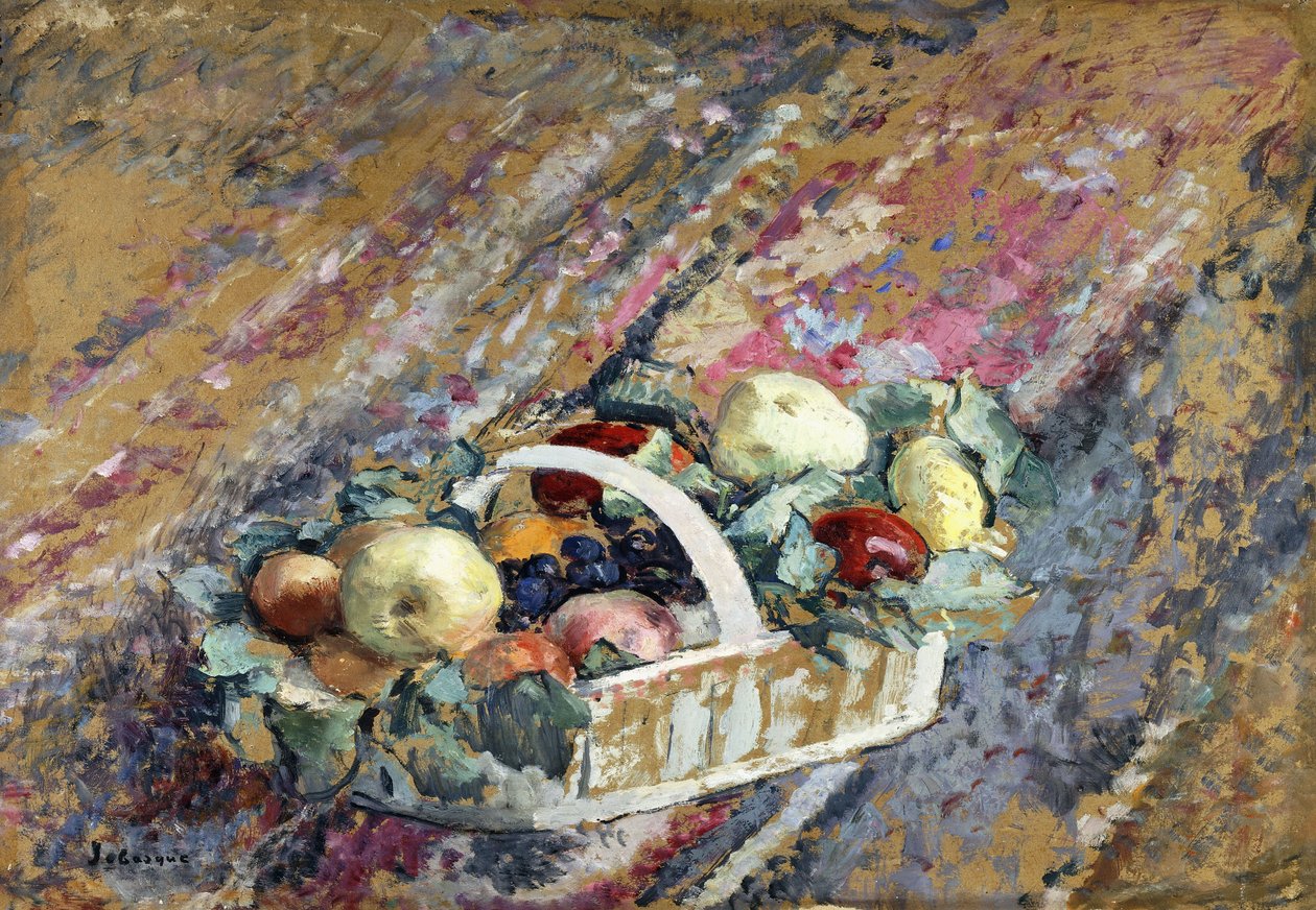 Stillleben mit einem Korb voller Früchte von Henri Lebasque