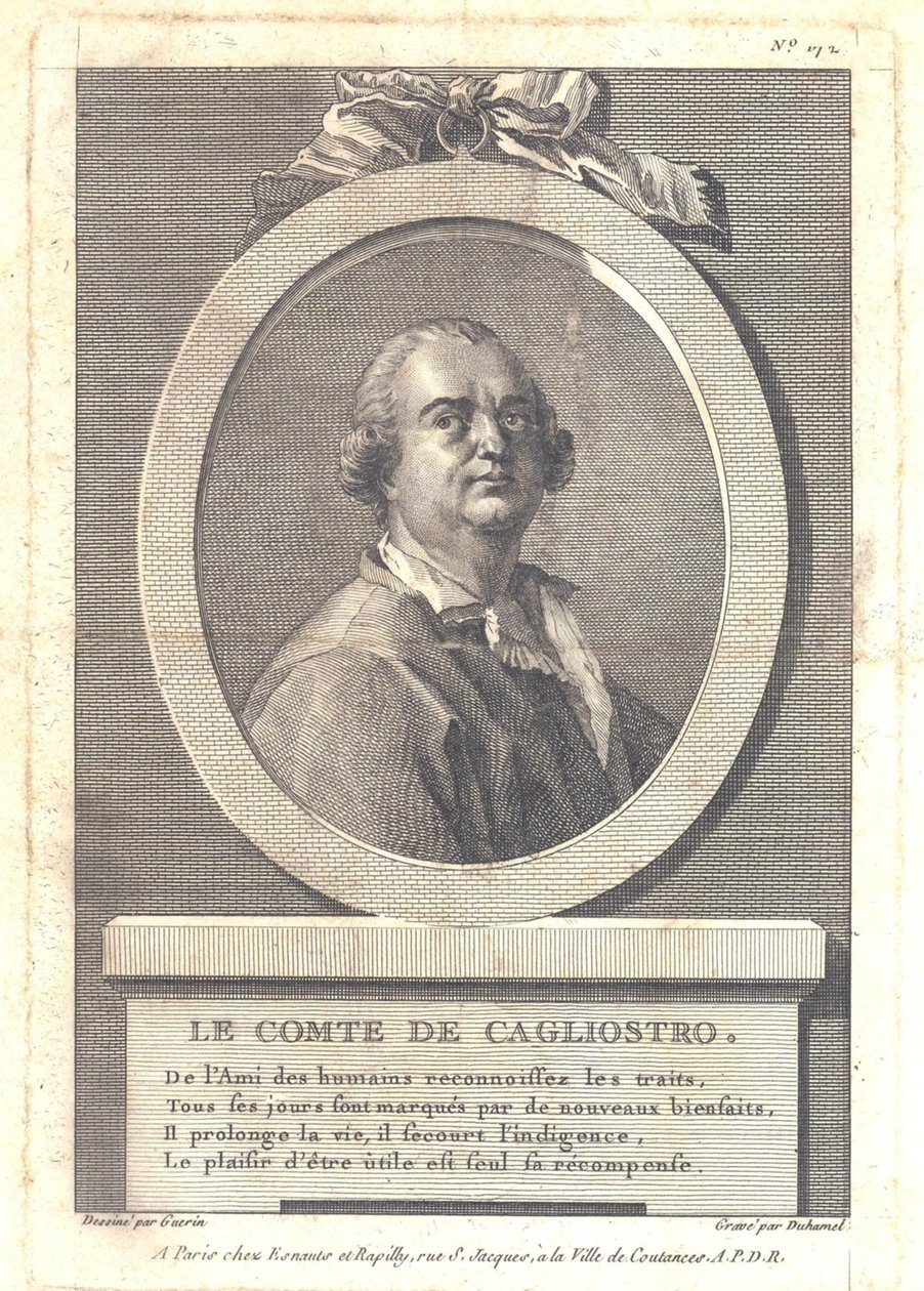 Graf Alessandro di Cagliostro 1743-1795, 1781 von Henri Louis Duhamel du Monceau