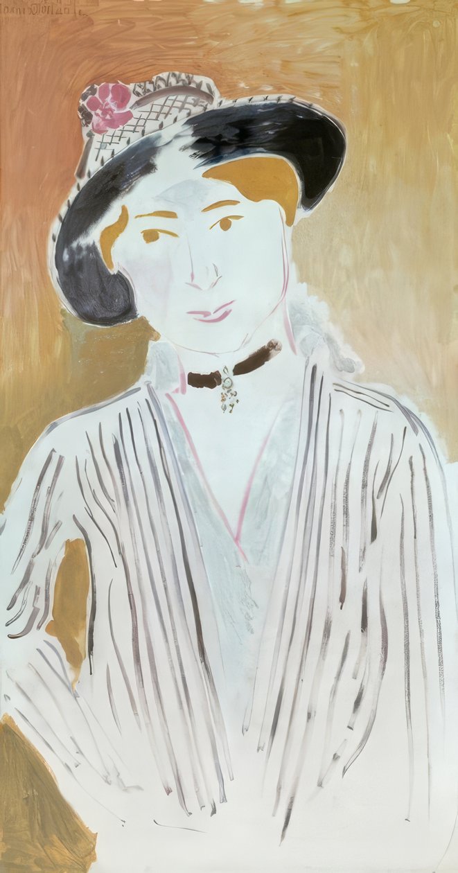 Die gestreifte Jacke oder Mädchen mit Korbhut von Henri Matisse