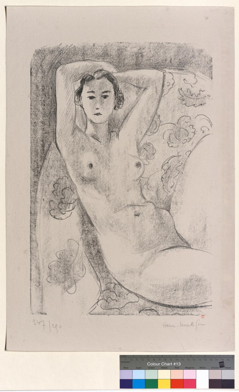 Sitzender Akt in einem blumigen Sessel von Henri Matisse