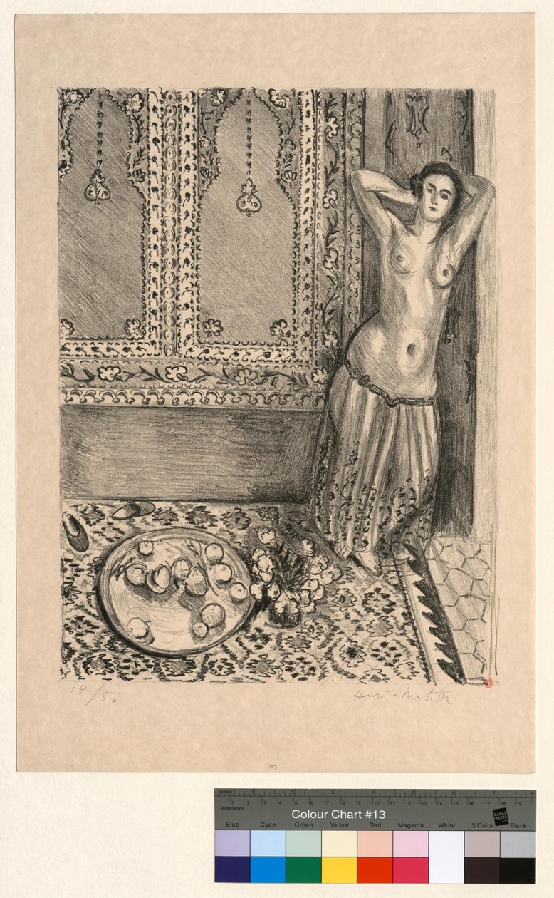 Stehende Odaliske mit einem Tablett voller Früchte von Henri Matisse