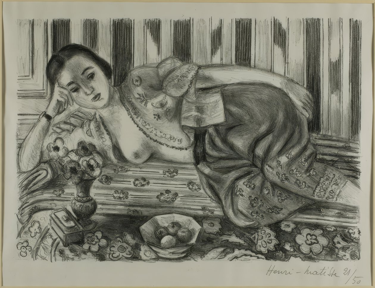 Odaliske in roten Satin-Pantalons von Henri Matisse