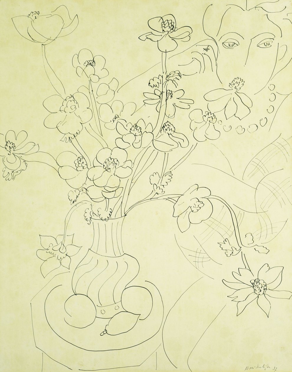 Studie für Anemonen und Frau, Harmonie in Blau von Henri Matisse