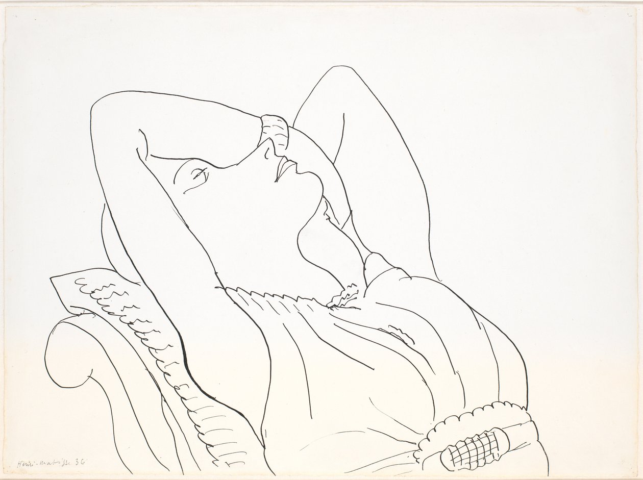 Zurückgelehnte Frau mit Armen über dem Kopf, Halbfigur von Henri Matisse