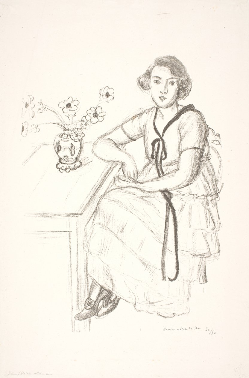 Junge Frau mit schwarzem Zierband von Henri Matisse