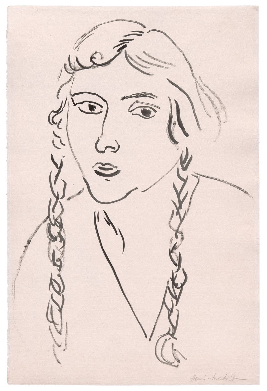 Junges Mädchen mit Zöpfen von Henri Matisse
