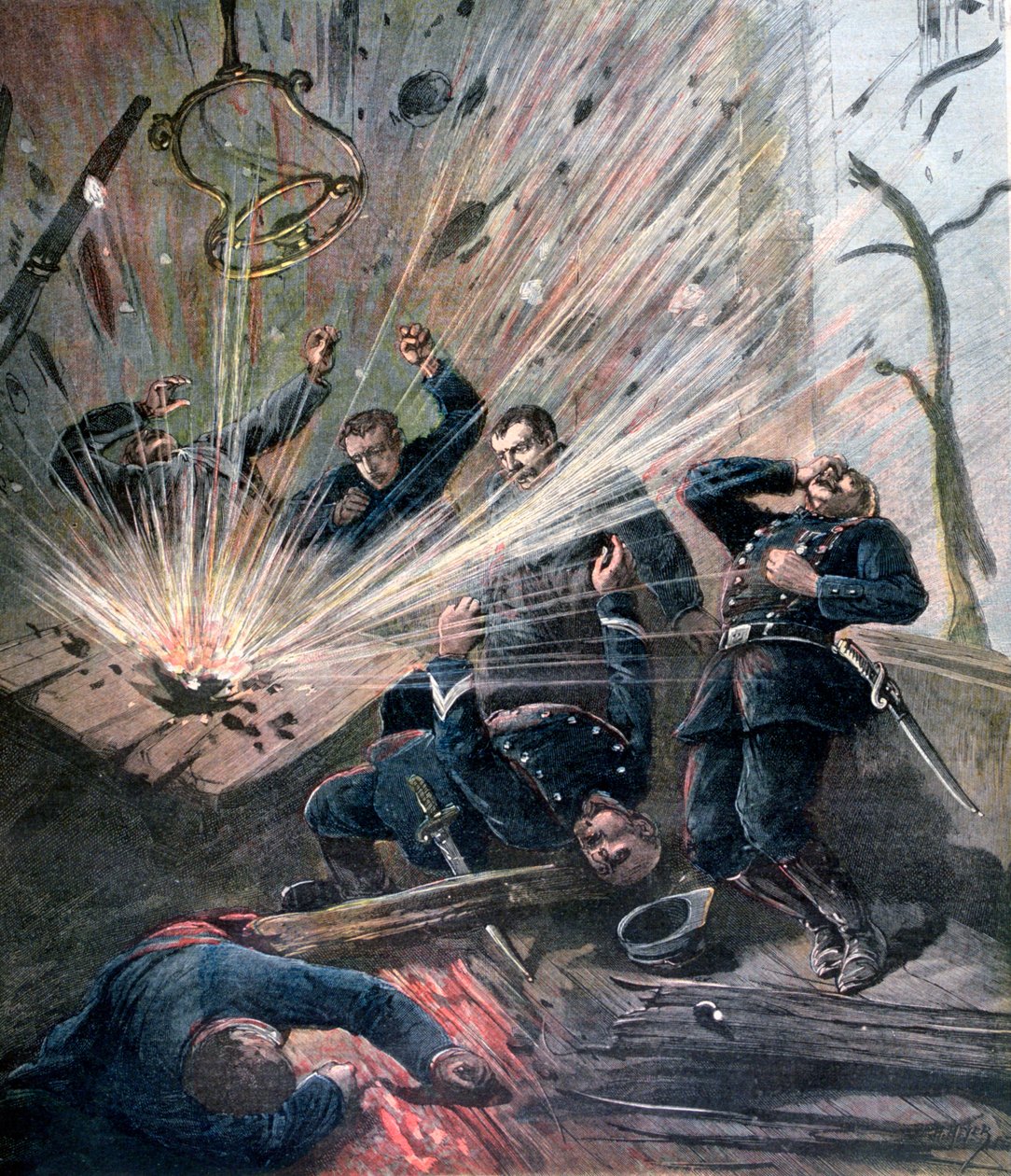 Explosion auf der Polizeiwache in der Rue des Bons-Enfants, Paris, 1892 von Henri Meyer