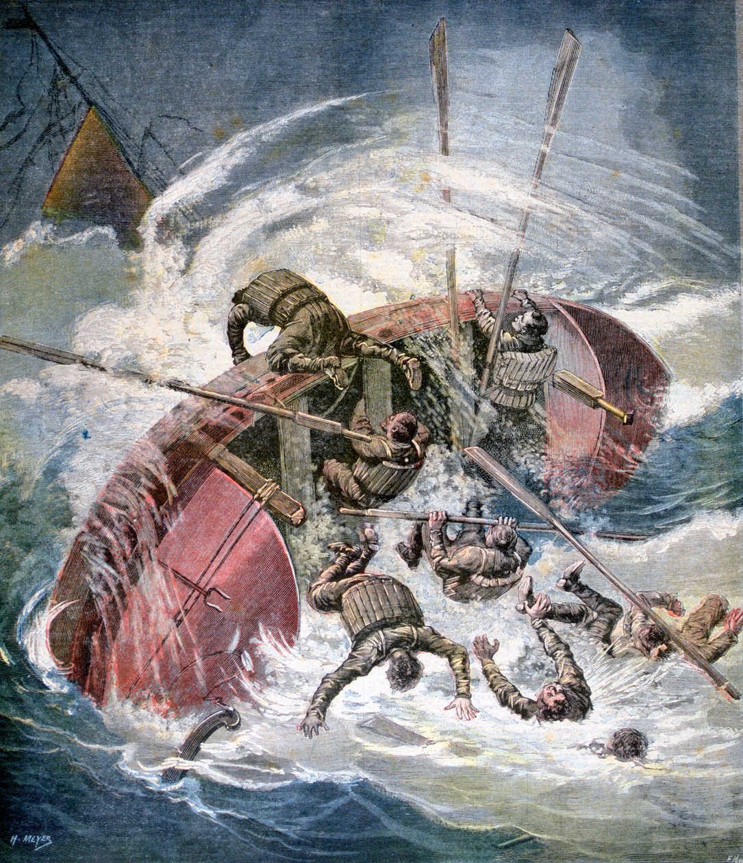 Rettung aus einem Schiffswrack bei einem Sturm vor Les Sables-d
