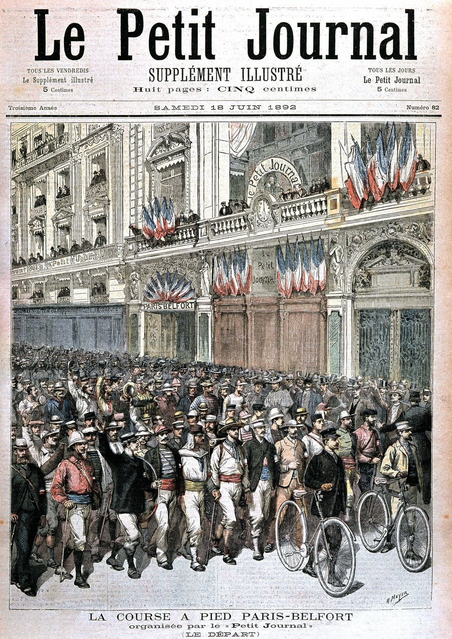 Start der Menge, die am Paris-Belfort-Lauf teilnimmt, organisiert vom Petit Journal von Henri Meyer