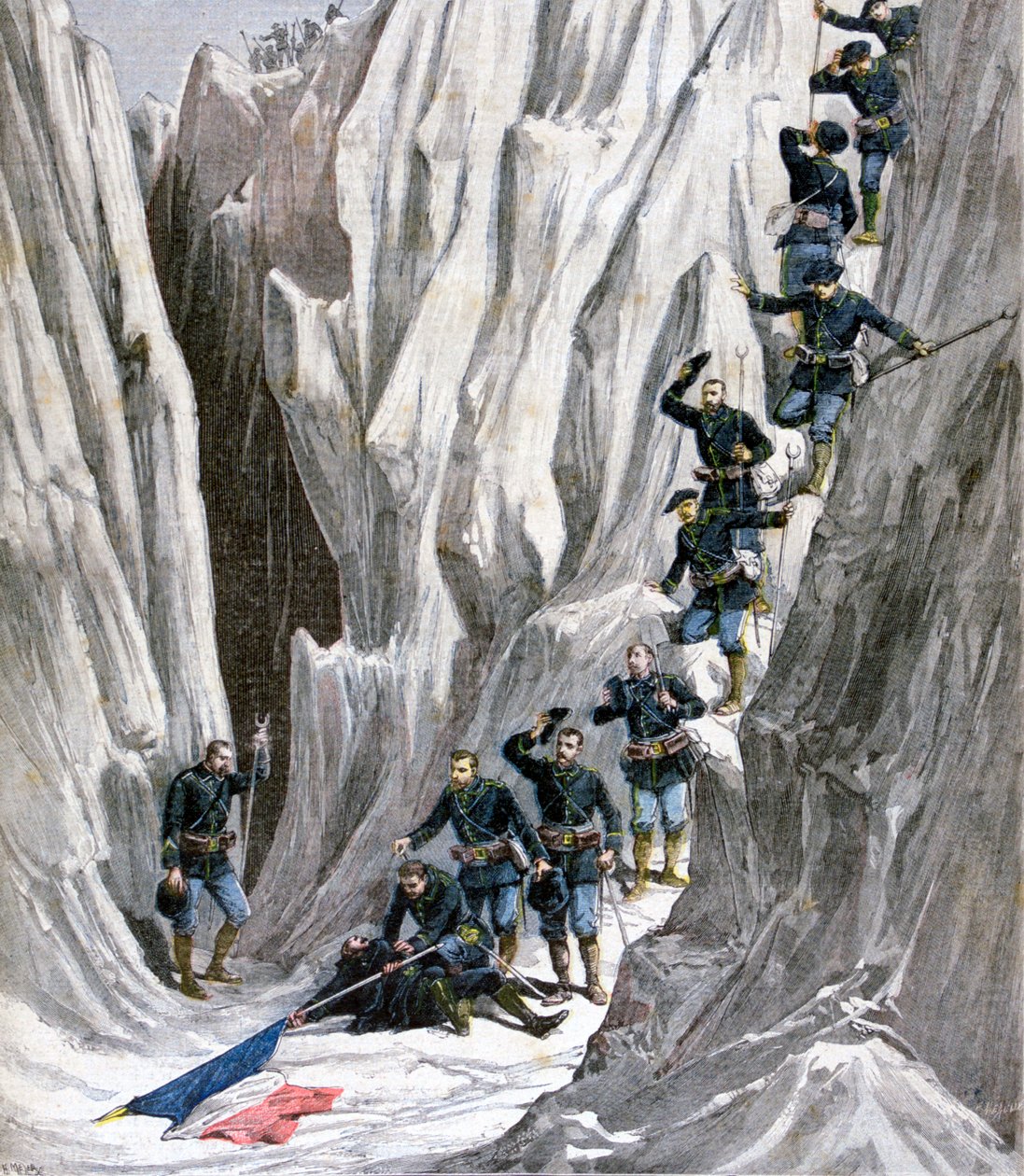 Die entdeckte Leiche von Leutnant Bujon, Französische Alpen, 1891 von Henri Meyer