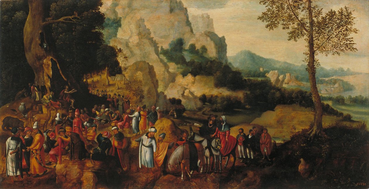Landschaft mit Johannes dem Täufer predigend von Henri Patinier de