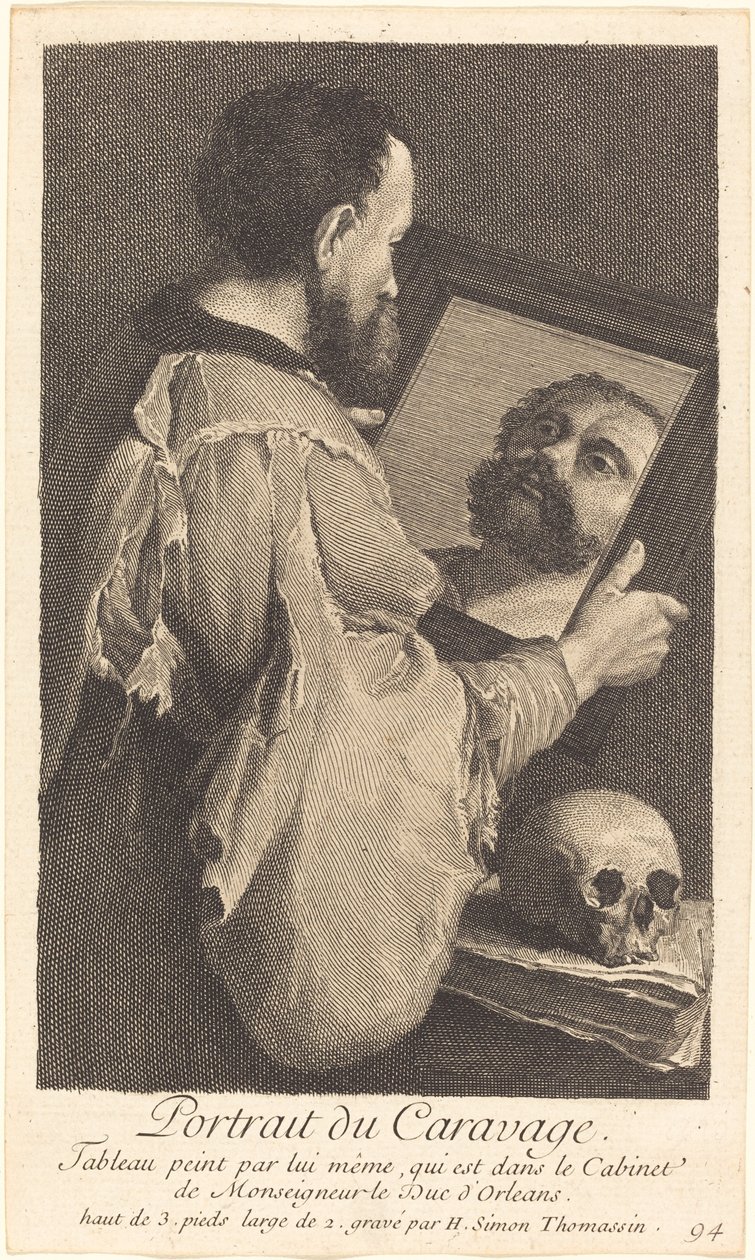 Porträt von Caravaggio von Henri Simon Thomassin