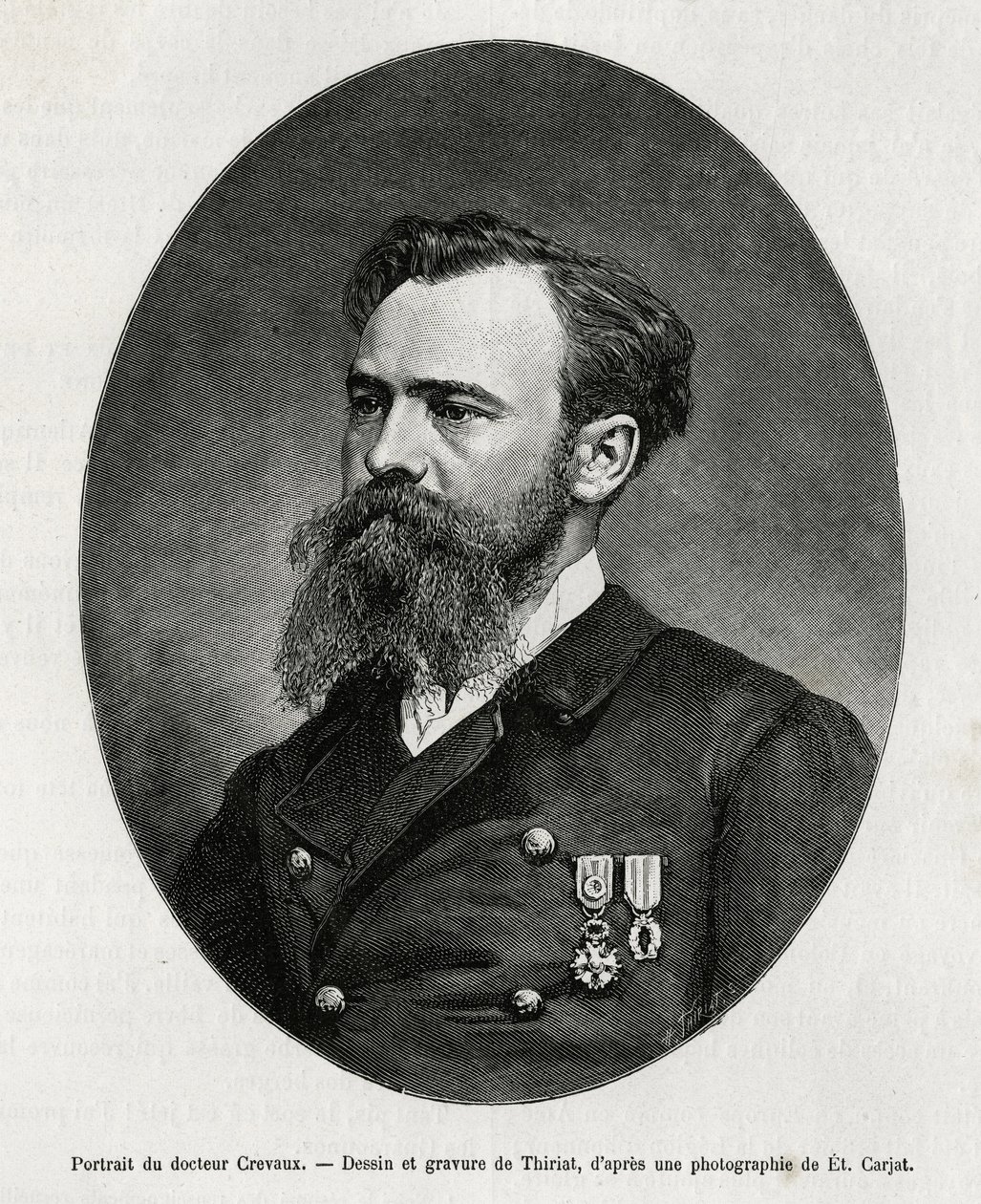 Porträt von Dr. Jules Nicolas Crevaux (1847-1882), Arzt und Entdecker Südamerikas (von Französisch-Guayana bis Argentinien), er interessierte sich sehr für das Studium der Sitten und die Geschichte der Bevölkerungen, die er während seiner Reisen traf, er v von Henri Thiriat