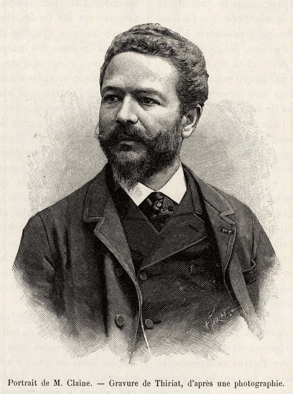 Porträt von Jules Claine (1856-1939), Entdecker und Diplomat, Autor der Geschichte. Gravur von Thiriat zur Illustration der Geschichte „Ein Jahr in Malaysia“ von Jules Claine (1856-1939) von Henri Thiriat