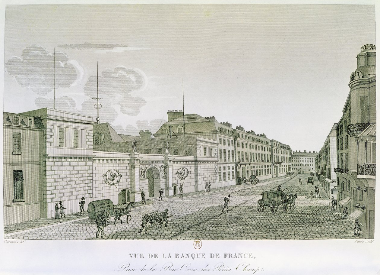 Die Bank von Frankreich von der Rue Croix-Petits-Champs, graviert von Eugene Dubois, 1800 von Henri after Courvoisier Voisin