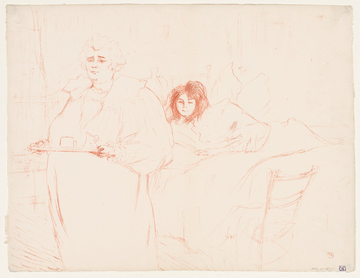 Elles: Frau trägt ein Tablett, Mme. Baron und Mlle. Popo von Henri de Toulouse-Lautrec