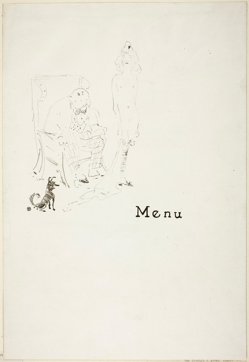 Das nackte Mädchen: Speisekarte von Henri de Toulouse-Lautrec