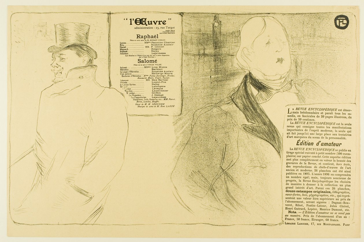 Oscar Wilde und Romain Coolus—Programm für Raphaël und Salomé von Henri de Toulouse-Lautrec