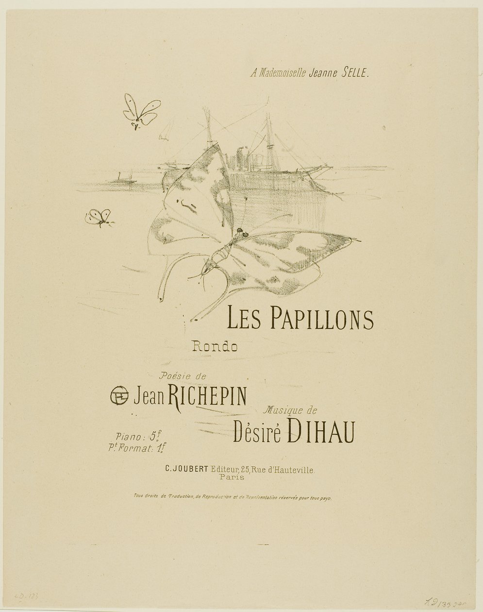 Die Schmetterlinge, aus Mélodies de Désiré Dihau von Henri de Toulouse-Lautrec