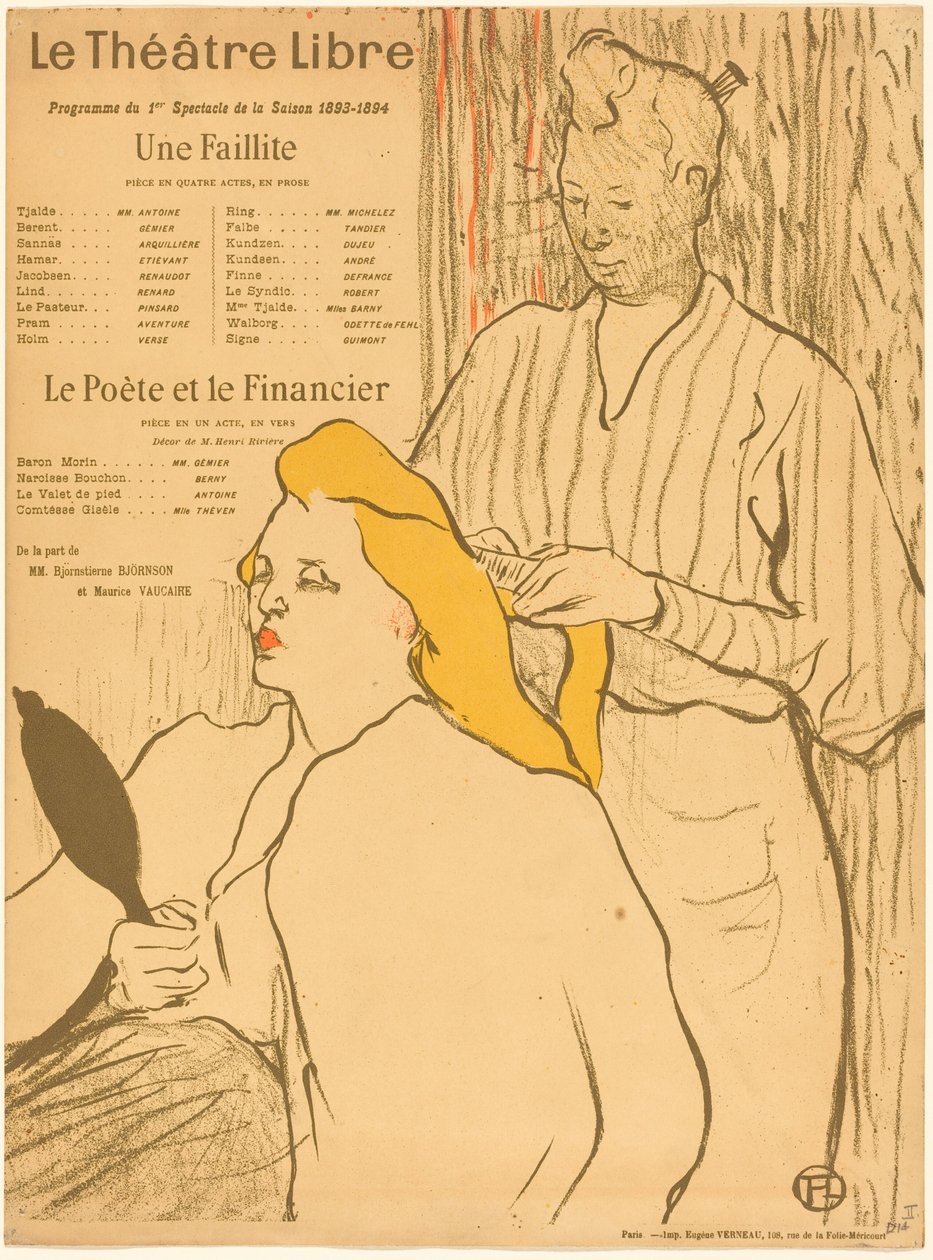 Der Friseur - Programm für das Théâtre-Libre von Henri de Toulouse-Lautrec