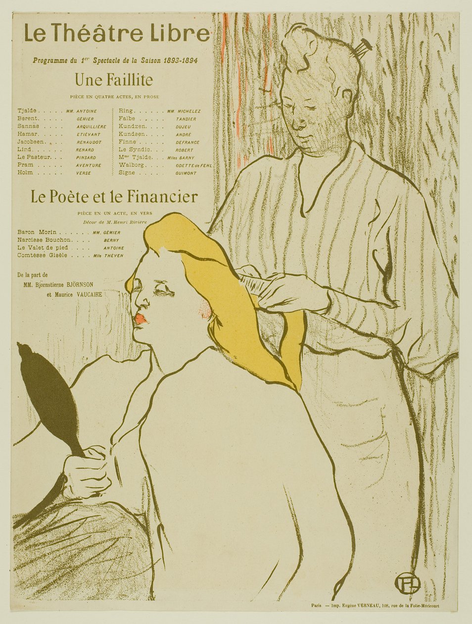 Der Friseur, Programm für das Théâtre Libre von Henri de Toulouse-Lautrec