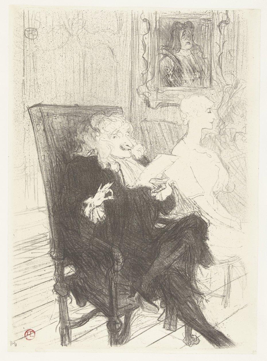Schauspieler Jules Charles Truffier und Marguerite Moreno im Theaterstück Les femmes savantes (Truffier et Moreno dans Les femmes savantes) von Henri de Toulouse Lautrec
