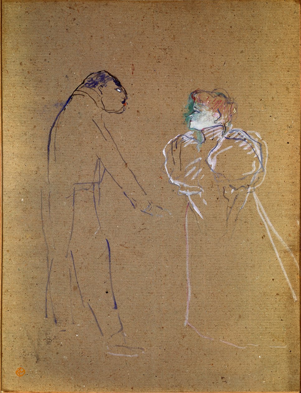 Lucien Germain Guitry (1860-1925) und Jeanne Granier. Zeichnung von Henri de Toulouse-Lautrec von Henri de Toulouse Lautrec