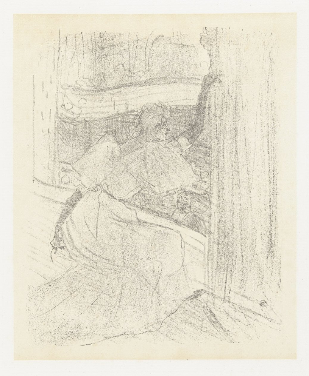 Porträt der Schauspielerin Yvette Guilbert, die sich vor dem Publikum verbeugt von Henri de Toulouse Lautrec