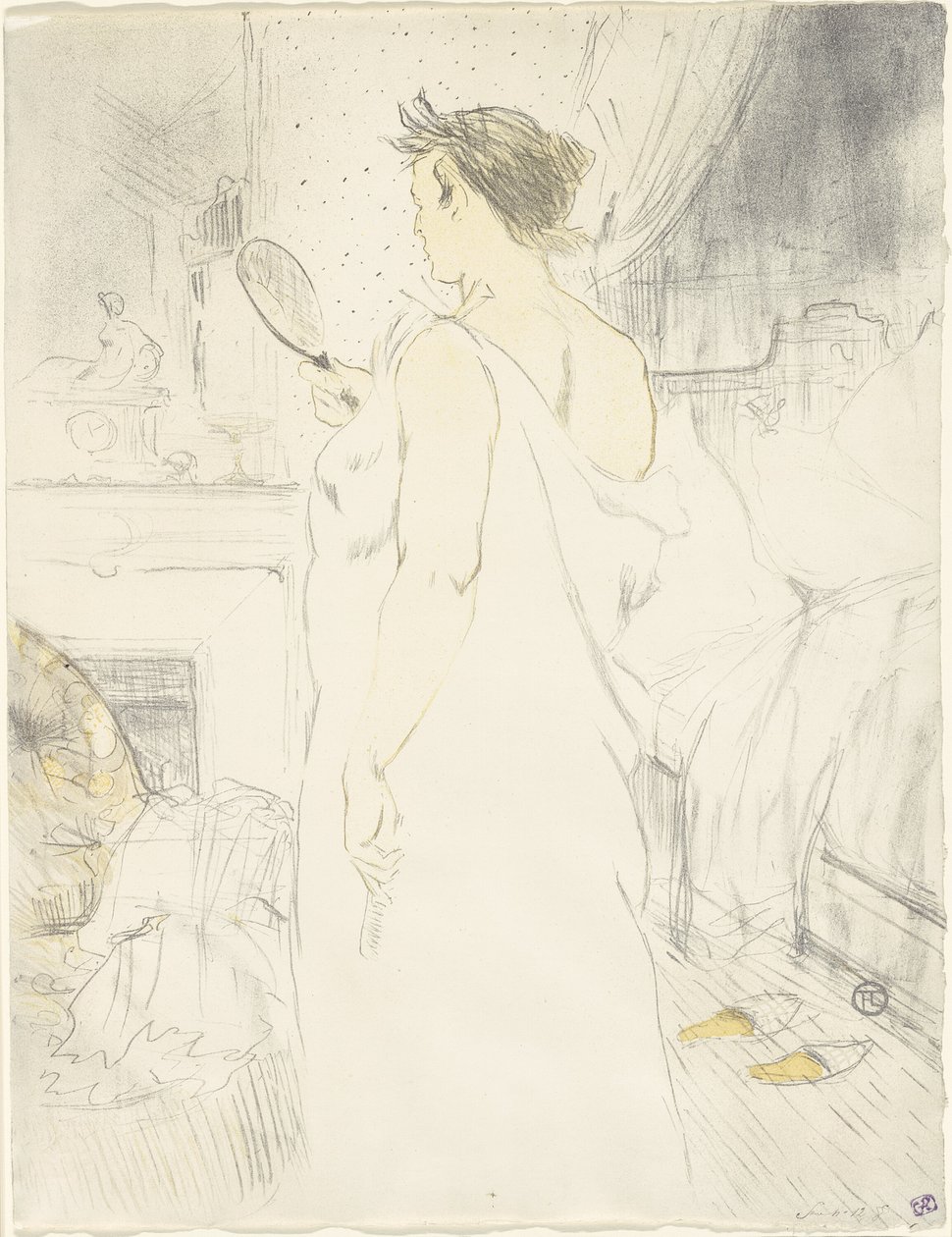 Frau am Spiegel—Spiegel in der Hand, Platte sechs aus Elles von Henri de Toulouse Lautrec