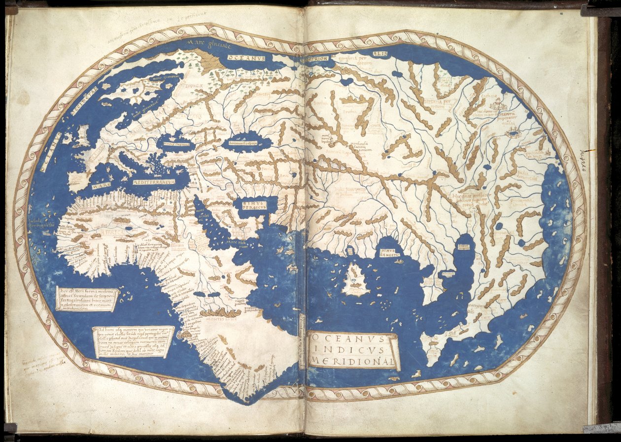 Weltkarte, ca. 1490 von Henricus Martellus Germanus