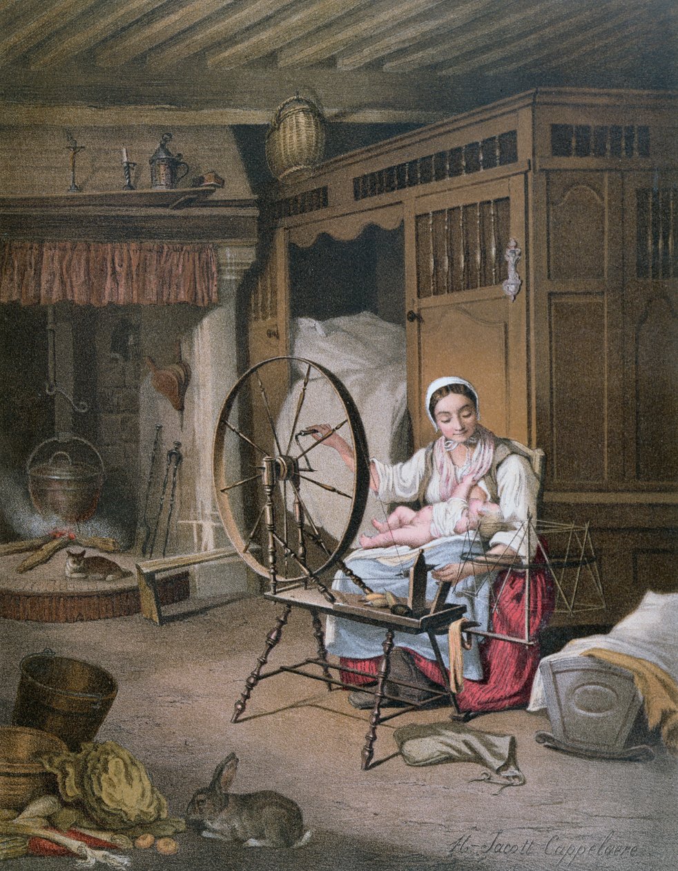 Innenraum eines bretonischen Hauses, späte 19. Jahrhundert von Henriette Jacott Cappellaere