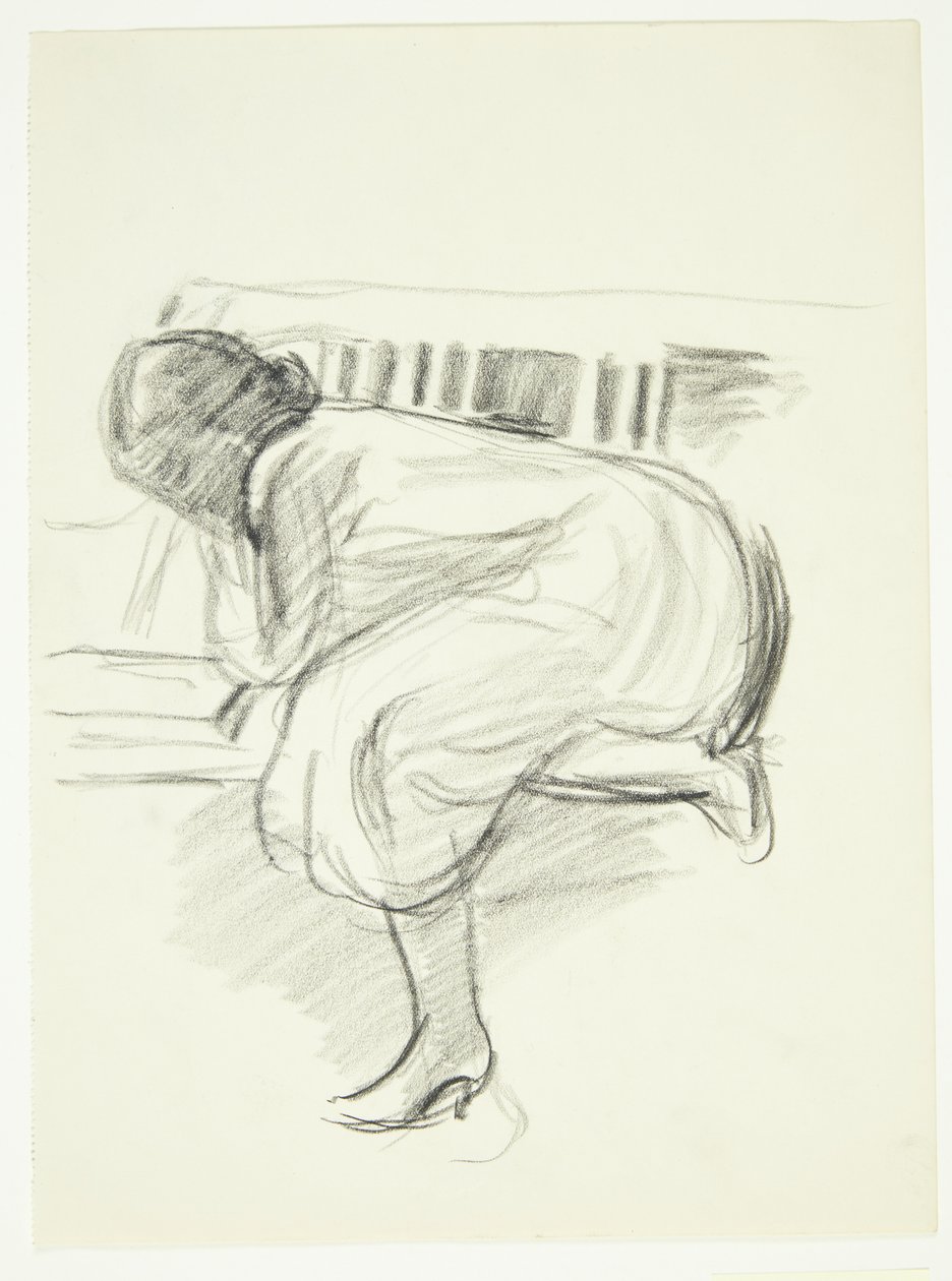 Lesende Frau zusammengekauert auf einem Sofa von Henrik Schouboe