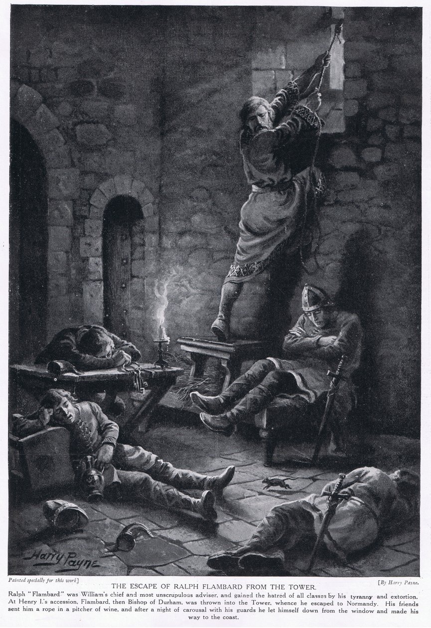 Die Flucht von Ralph Flambard aus dem Tower, 1920er Jahre von Henry A. Payne