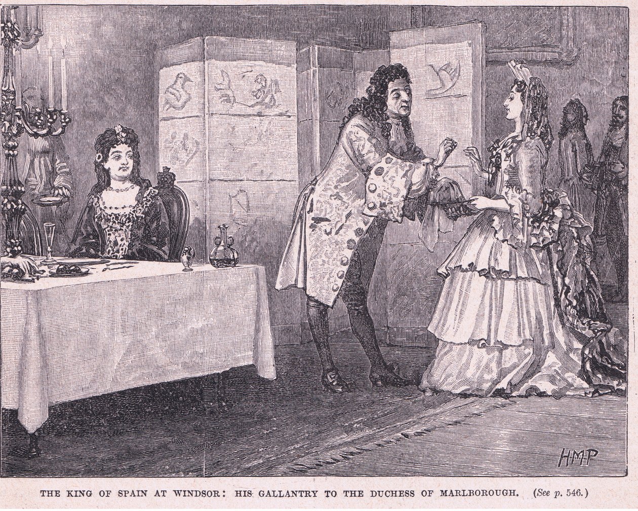 Der König von Spanien in Windsor: seine Galanterie gegenüber der Herzogin von Marlborough AD 1704 von Henry Marriott Paget