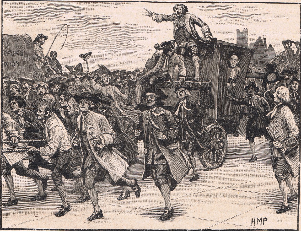 Der Mob befreit Mr. Wilkes auf dem Weg ins Gefängnis, 1768 von Henry Marriott Paget