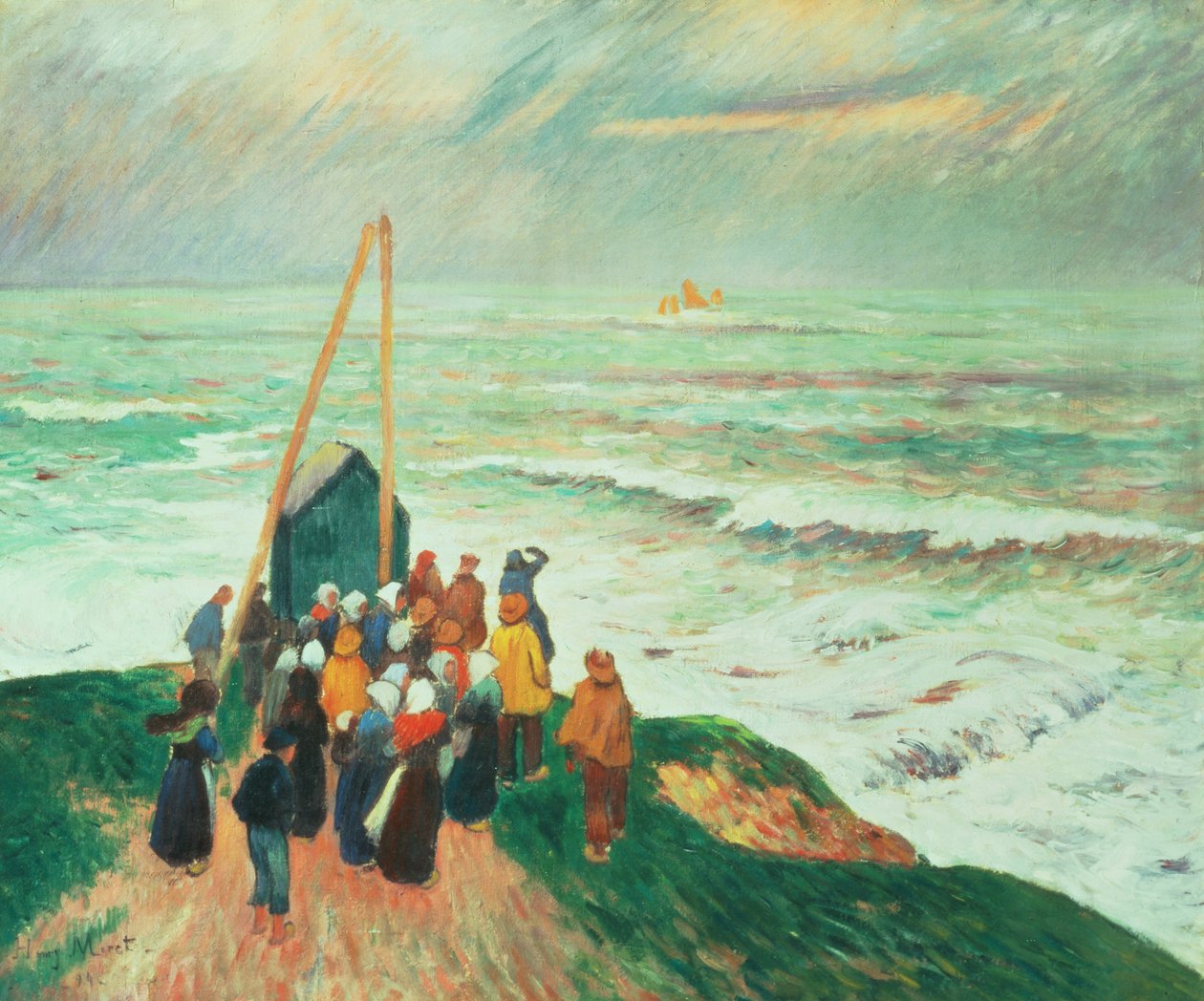 Warten auf die Rückkehr der Fischer in der Bretagne, 1894 von Henry Moret